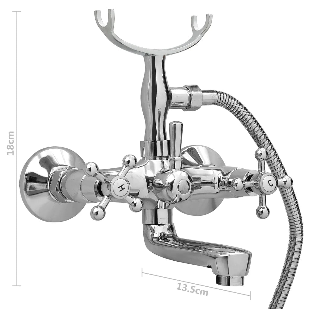 Rubinetto Vasca a 2 Maniglie con Soffione a Mano Cromato Retro CFW6544682