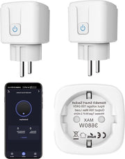 Intelligente Interruttore di Corrente Smart - compatibile con Apple HomeKit, Siri, Alexa, Google Assistant - comando vocale e app - presa Wi-Fi con timer e orario - monitoraggio dell'energia - confezione da 2