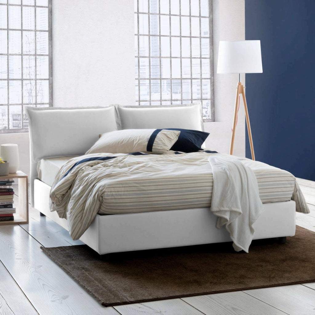 Letto Matrimoniale Anjin, Letto Matrimoniale Sfoderabile Made in Italy, Bianco