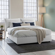 Letto Matrimoniale Anjin, Letto Matrimoniale Sfoderabile Made in Italy, Bianco
