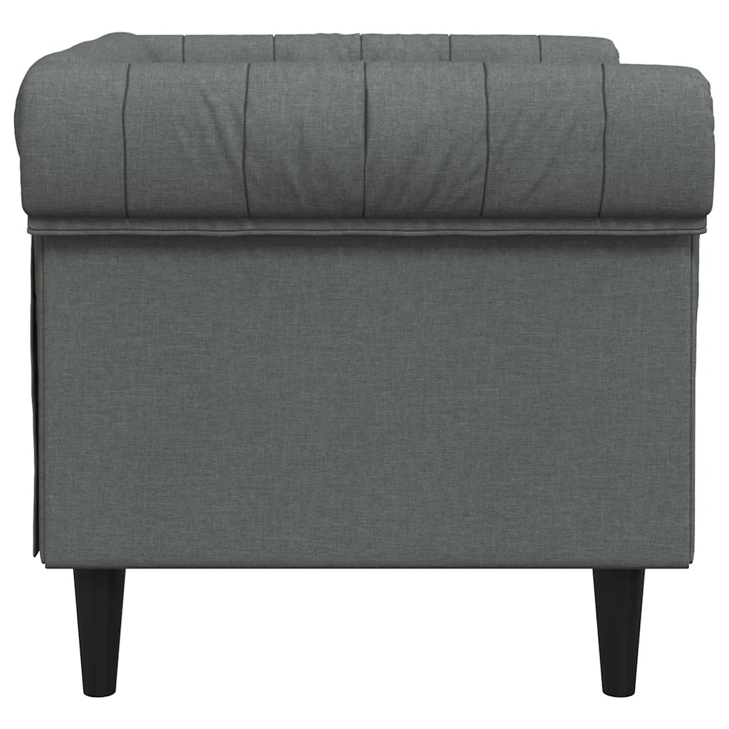 Divano Sedia-Poltrona Chesterfield Grigio Scuro in Tessuto
