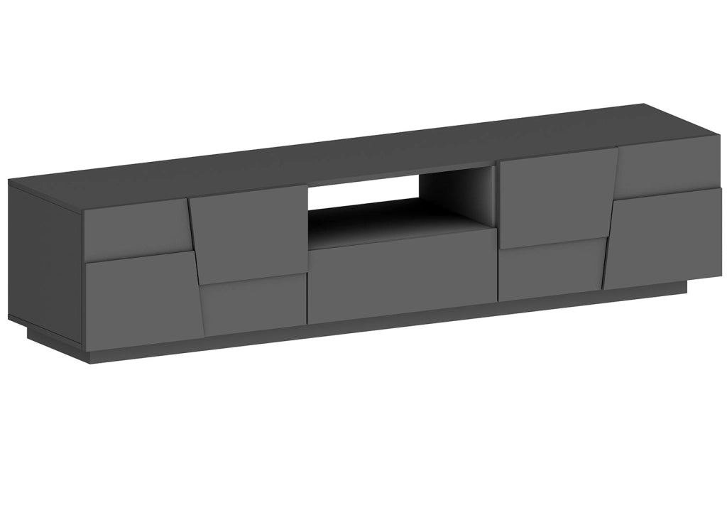 Mobile Tv 4 Anta 1 Cassetto e Ripiano a Giorno 220x44x46 cm Pongo 4A 1C Grigio Antracite Opaco
