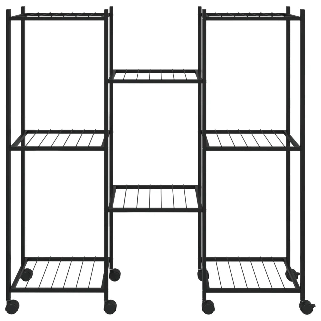 Portafiori con Ruote-Supporto per Piante Mobile-Rastrelliera per Fiori 83x25x83,5 cm Ferro Nero 834896