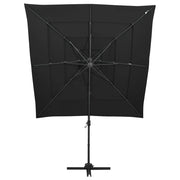 Ombrellone a Sbalzo a 4 Livelli-Ombrello da giardino Palo Alluminio 250x250 cm Nero