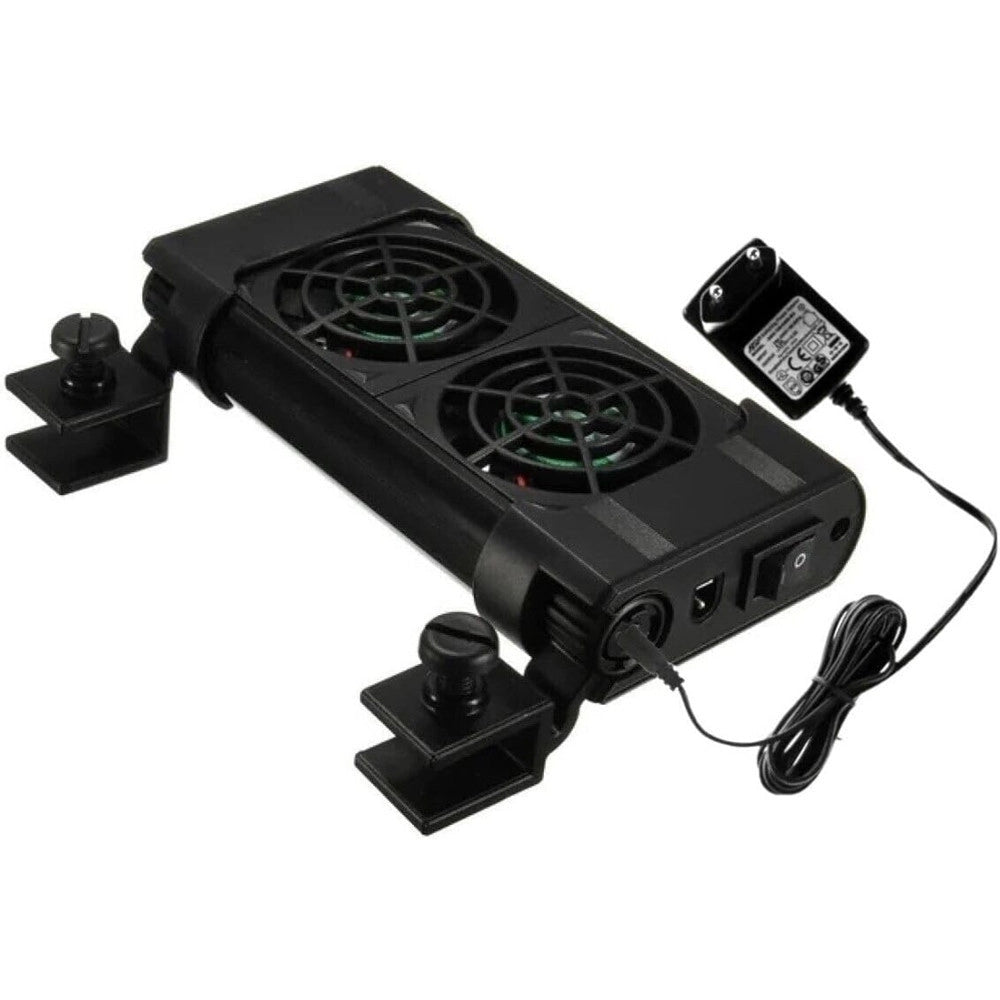 Trade Shop - Doppia Ventola Di Raffreddamento Per Acquario Ventilatore Doppio 12v 50mm Fs-602 -