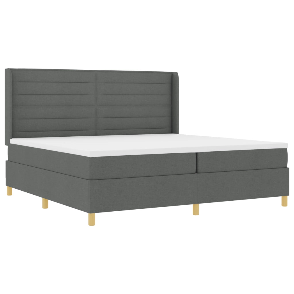 Letto con Rete a Molle e Materasso & LED Grigio Scuro 200x200 cm in Tessuto