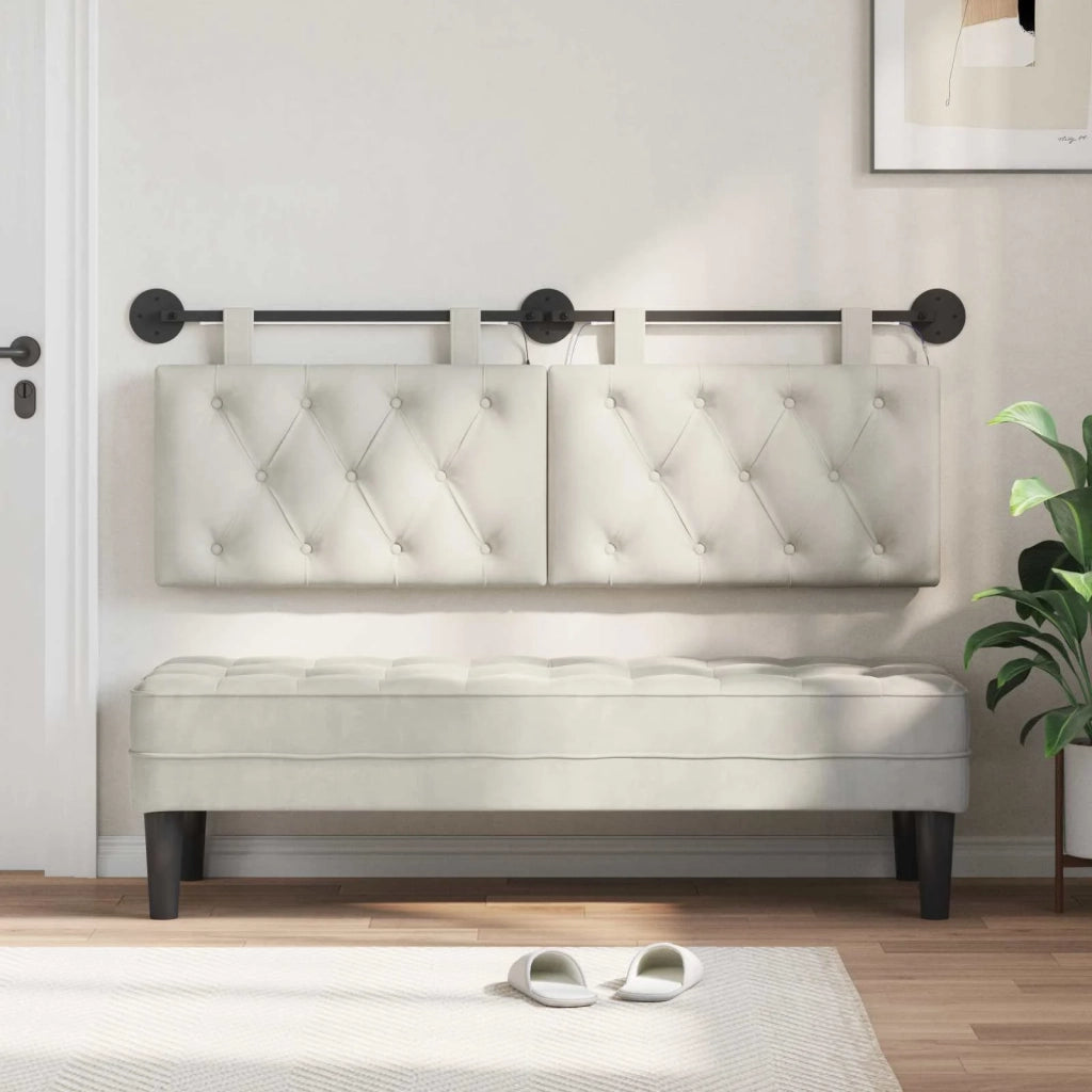 Testiera | Testata sospesa Con luce LED Crema Velluto