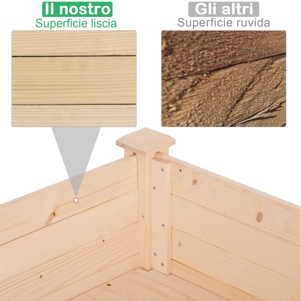 Orto Urbano Pensile in Legno con Fodera in Tessuto 122.5x56.5x76 cm