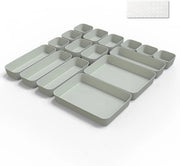 Organizzatore di carico per 16 pezzi per cucina e bagno - Sistema di ripristino con contenitori in plastica e supporti anti-slip in silicone