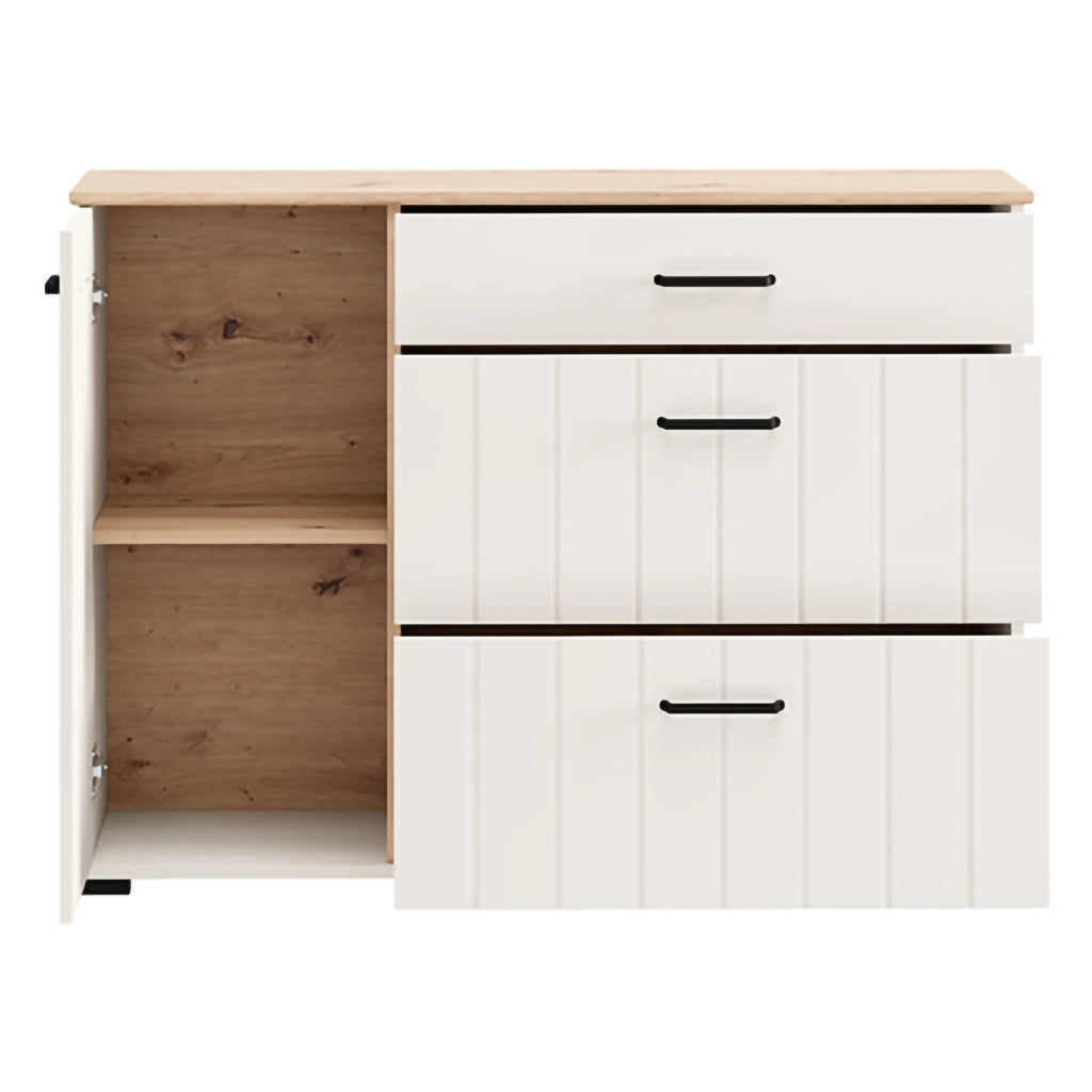 Madia Paro, Credenza 2 Ripiani, 117x40x86h cm Bianco Crema