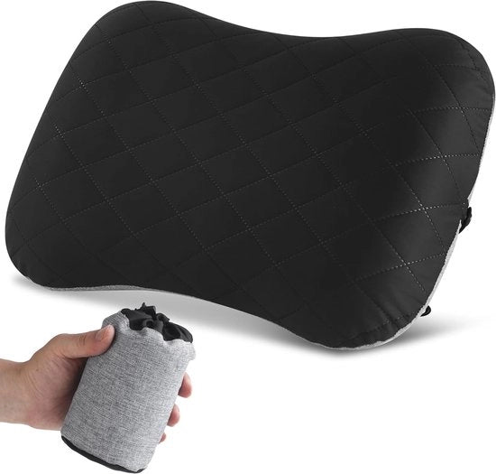 Cuscino gonfiabile, cuscino gonfiabile per campeggio, cuscino gonfiabile per viaggio, cuscino da spiaggia per viaggi, campeggio, spiaggia, escursioni (nero)