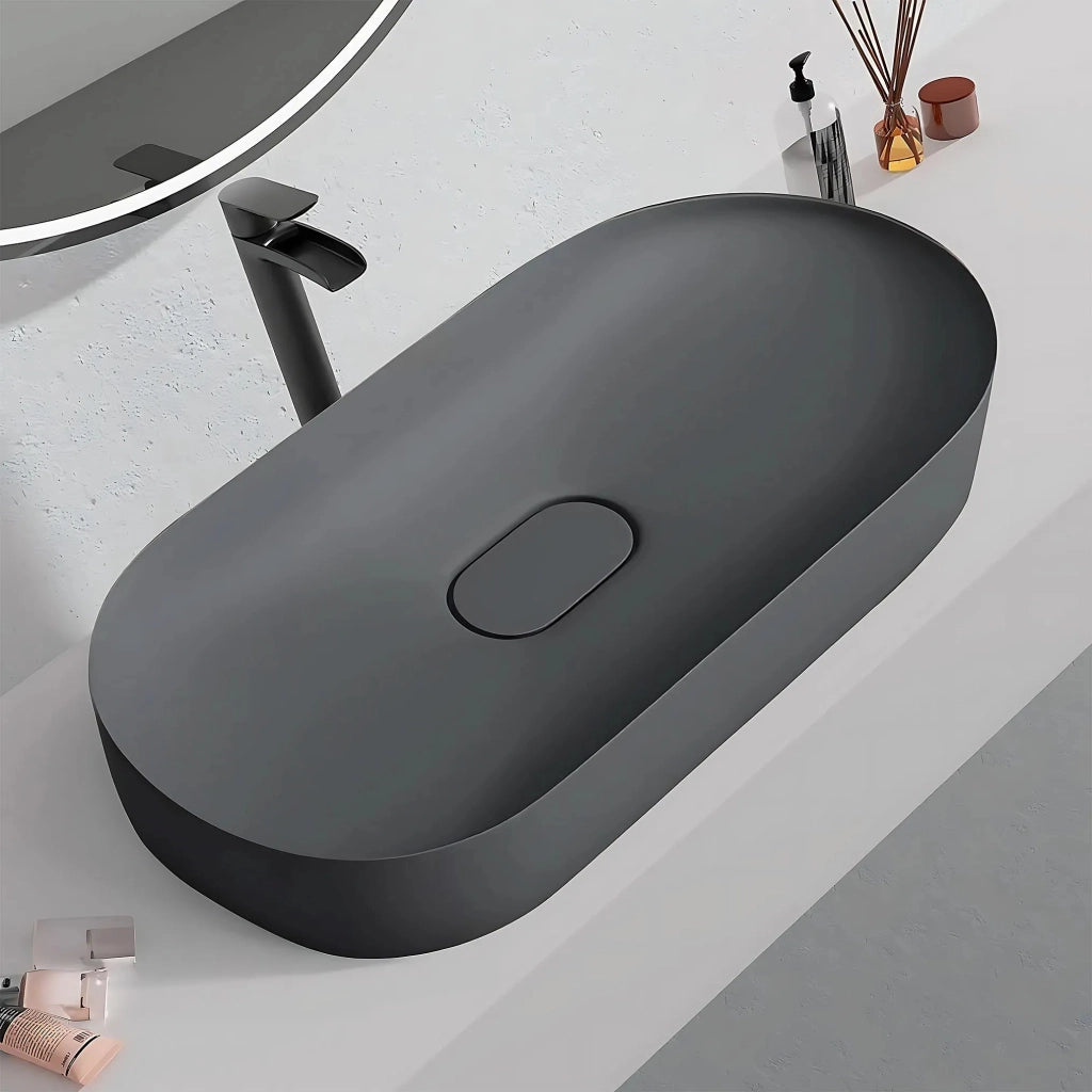 Lavabo In Conglomerato Iris 71 Cm Grey Matt