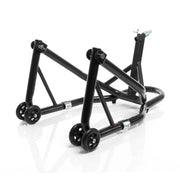Cavalletto alzamoto anteriore sotto canotto, con rotelle e 5 adattatori sterzo 13-18 mm