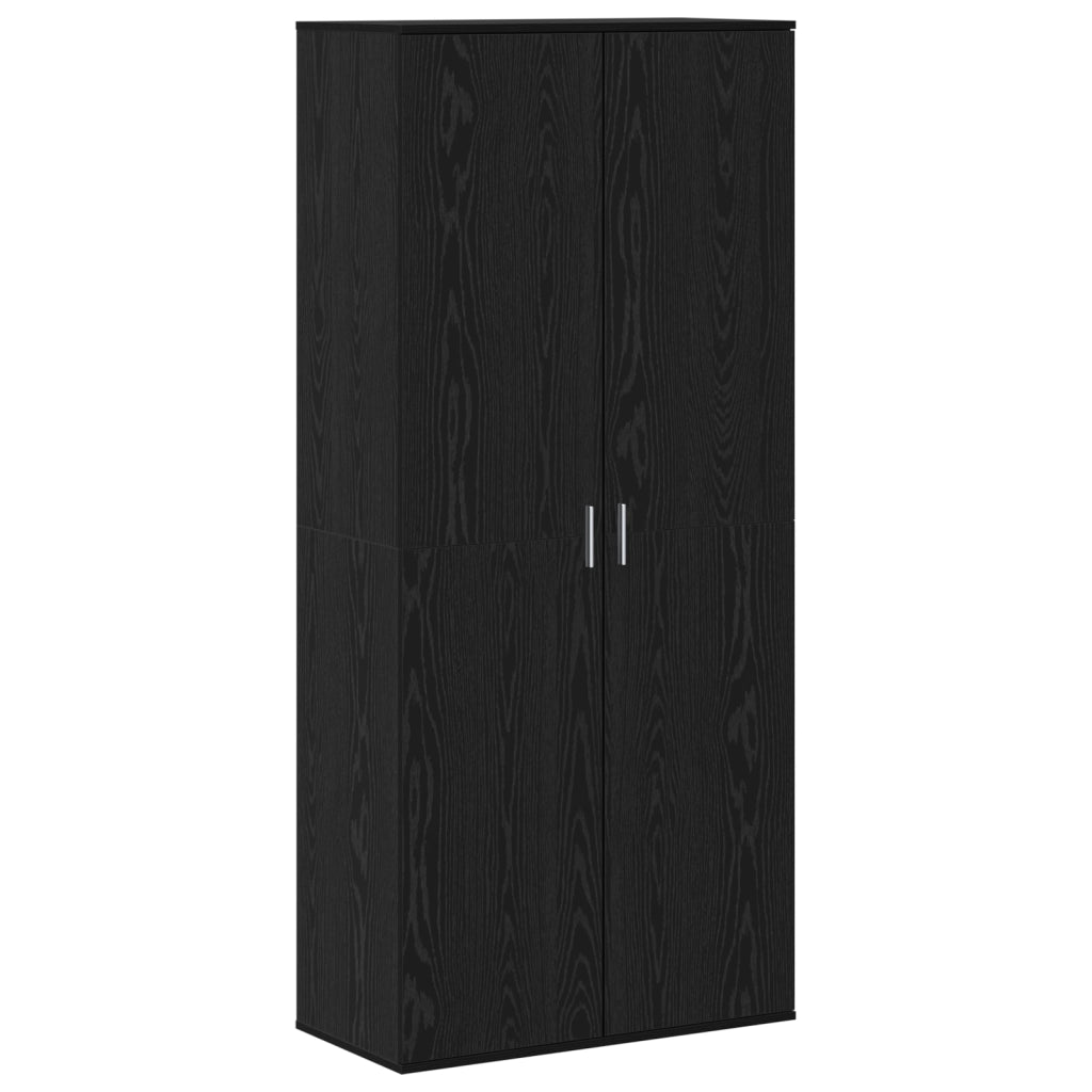 Highboard Rovere Nero 80x39x178 cm Legno Ingegnerizzato