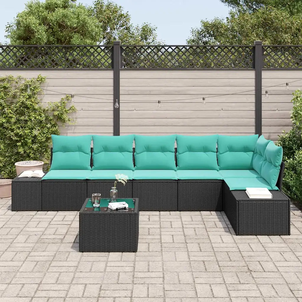 Set Divano da Giardino 7 pz Nero polyrattan 3347096
