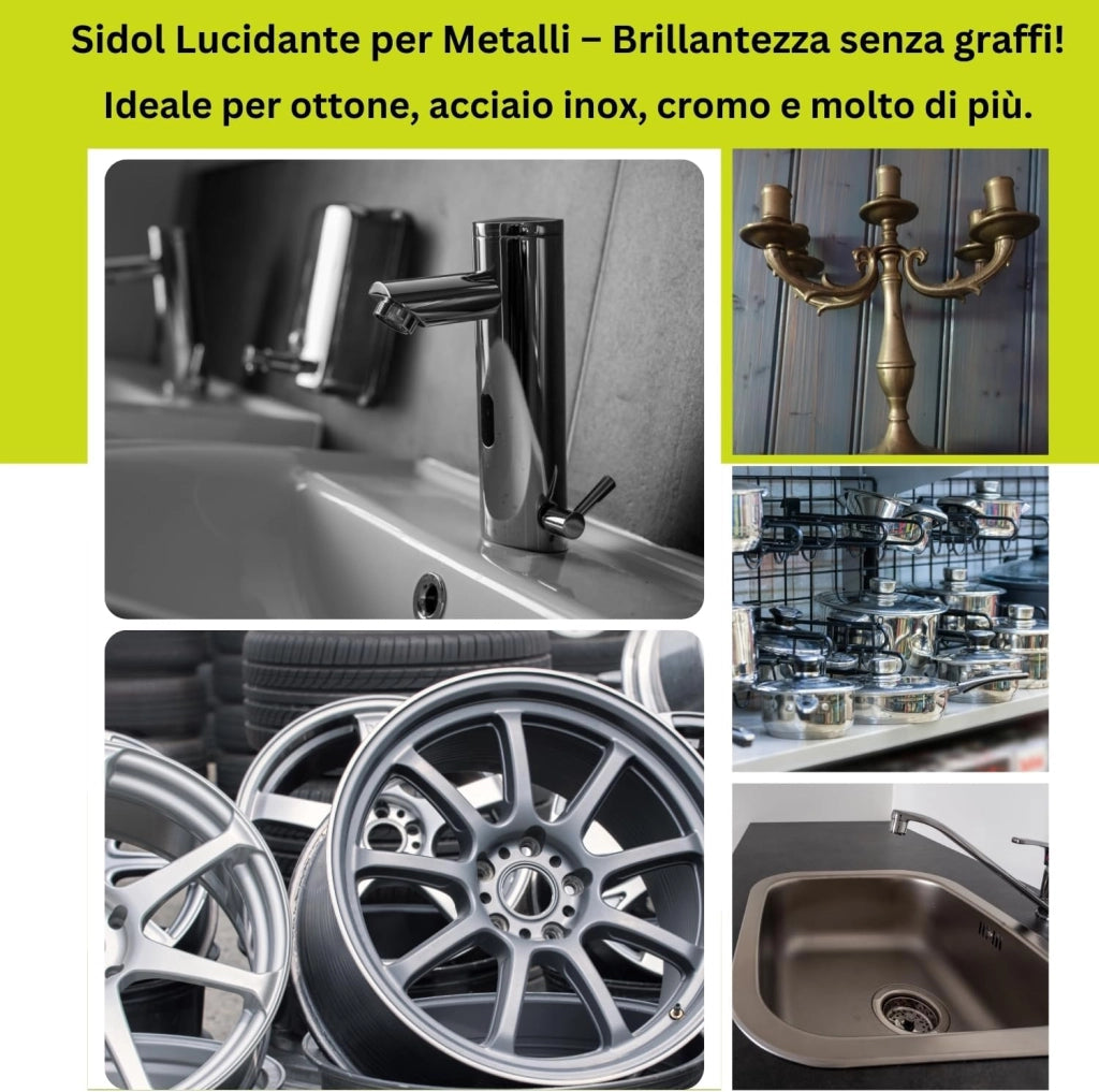 Sidol Lucidante per Metalli 150 ml ? Pulitore e Brillantante di Henkel per Rame, Ottone, Cromo e Acciaio Inox ? Cura Metallo Senza Graffi per Casa e Cucina