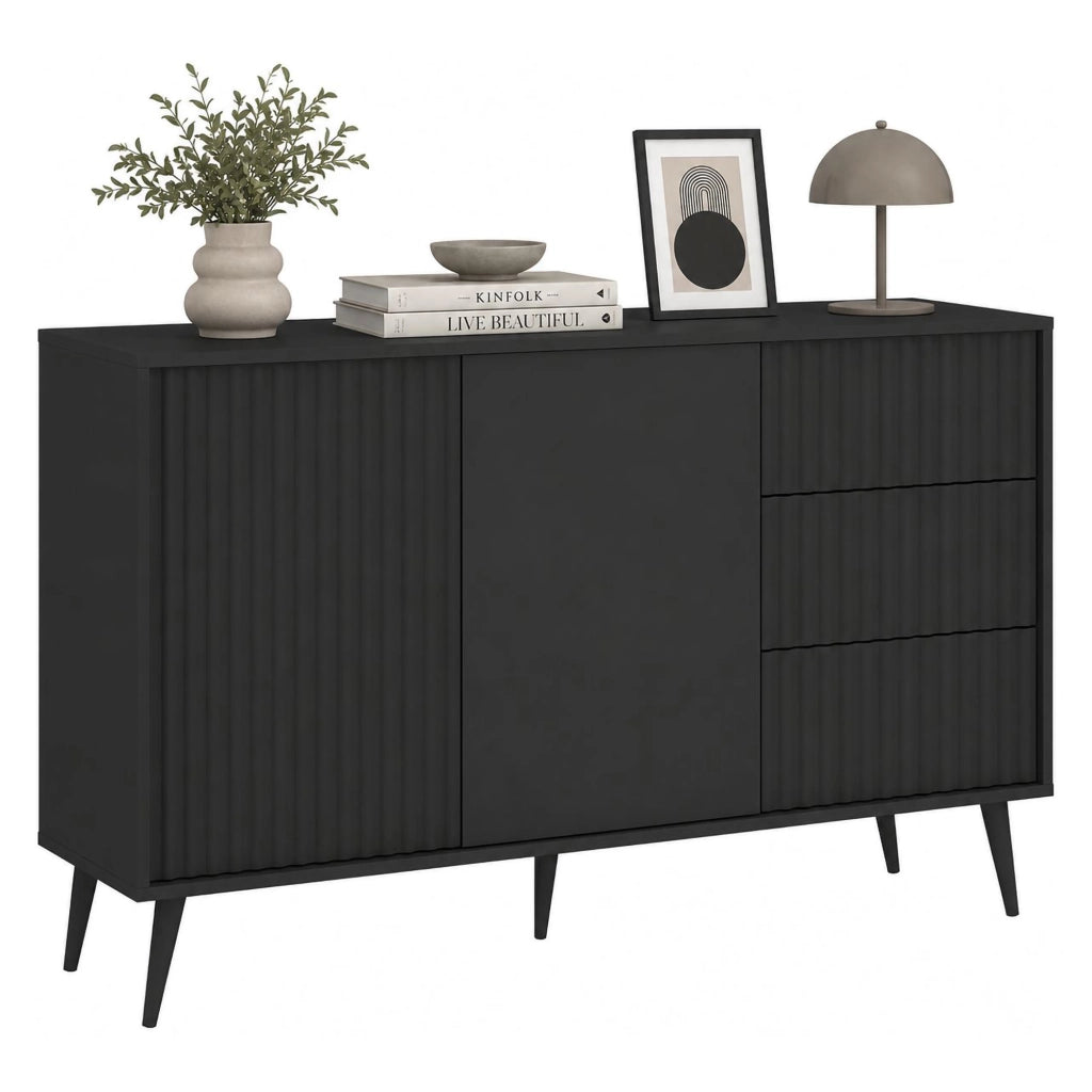 Madia Lemosato, Credenza un Ripiano, 135x40x98h cm Nero Antracite