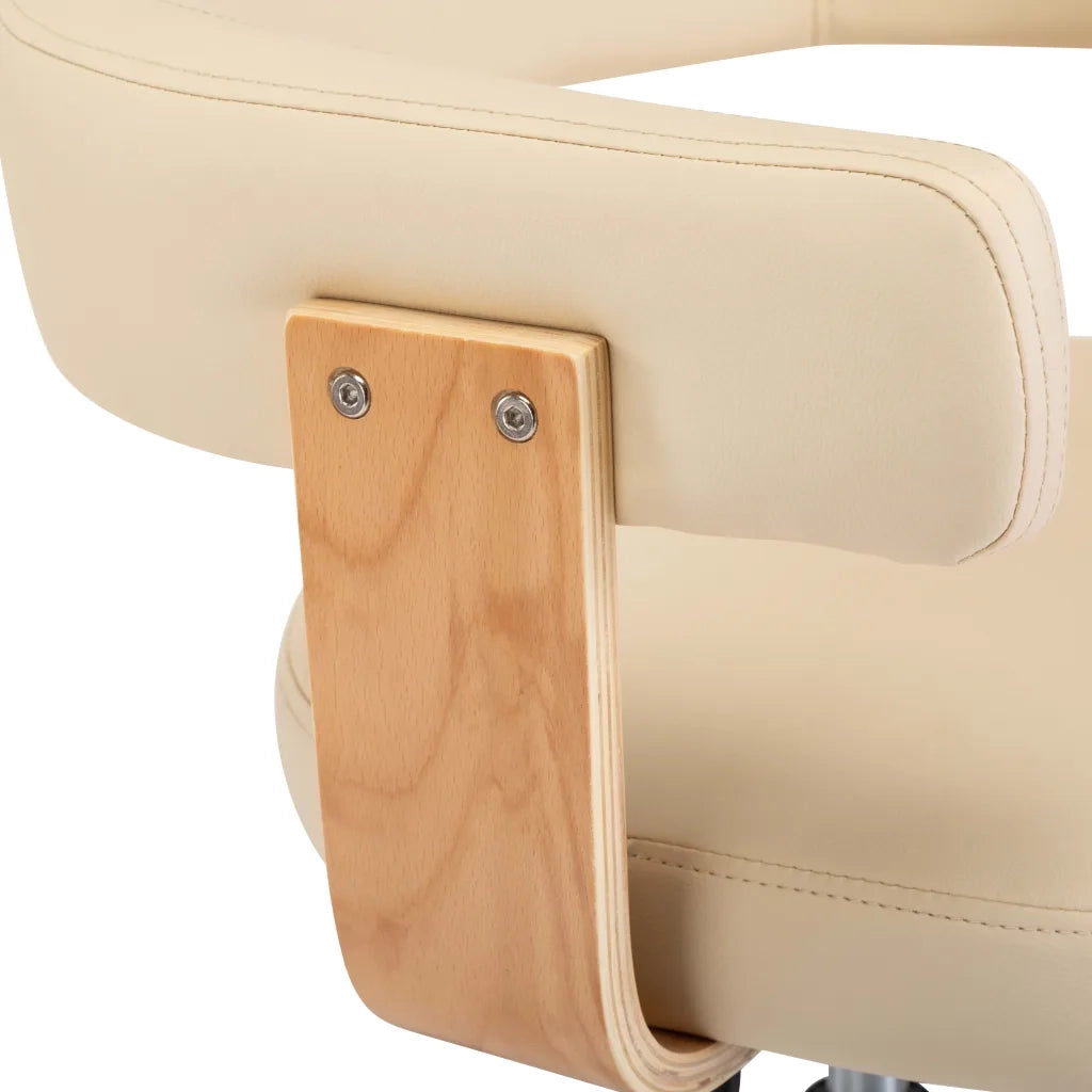 Sedia da Pranzo Girevole Crema in Legno Curvato e Similpelle