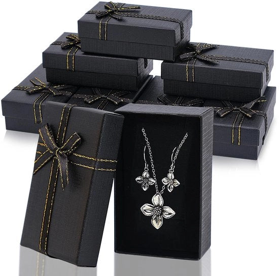 Scatole di regalo in cartone ondolato 24 pezzi - con coperchio - scatola di display rettangolare - scatola di regalo con anello - dimensioni 8 cm x 5 cm x 1,5 cm - realizzate in cartone duraturo