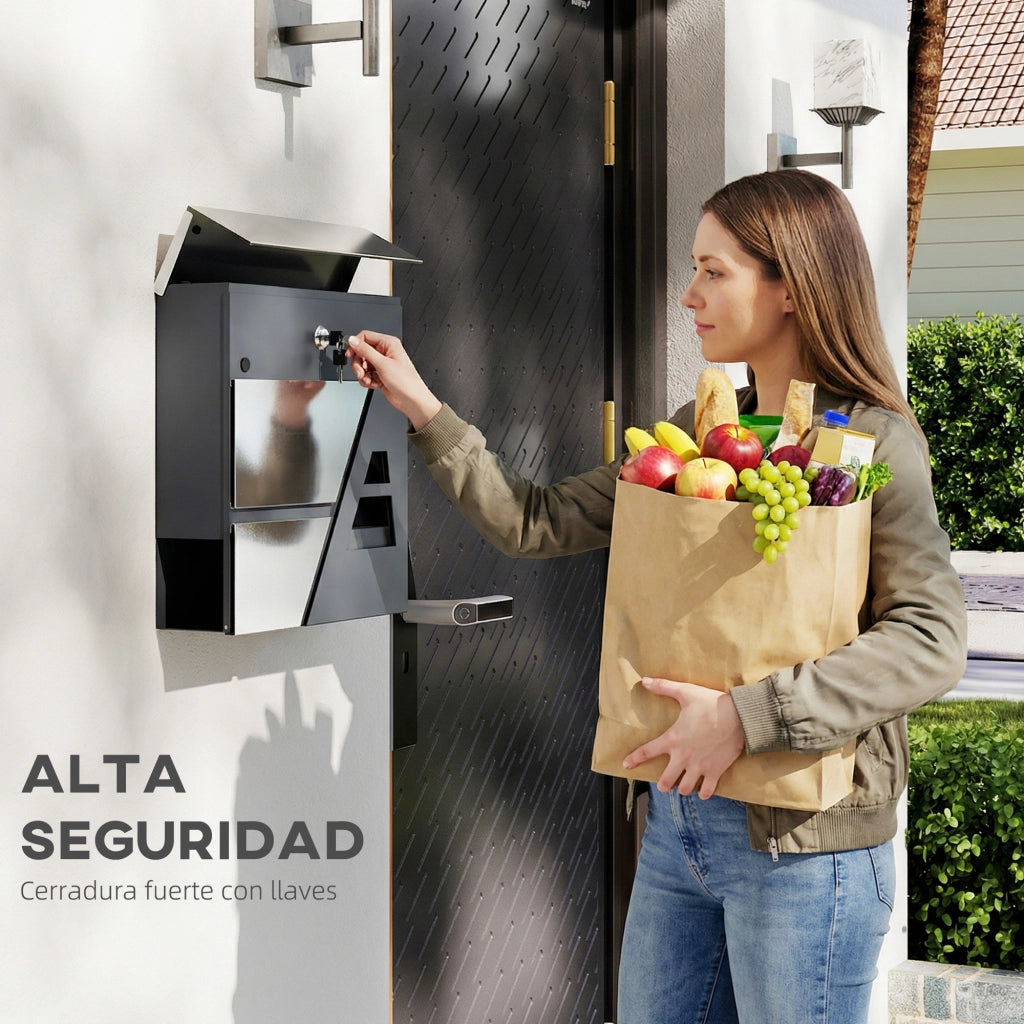 Buzon esterno in acciaio inox ¨C zephmum ¨C grigio scuro 13 L