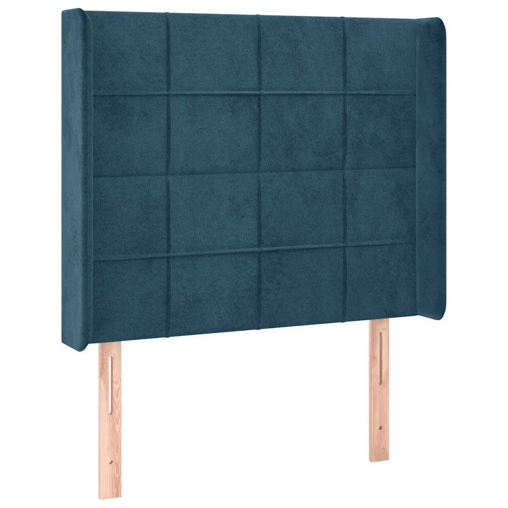 Letto a Molle con Materasso e LED Blu Scuro 100x200 cm