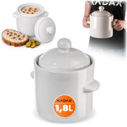 Vaso KADAX a forma di barile per sottaceti con collarino, 1,8 l, in gres per cavoli e cetrioli