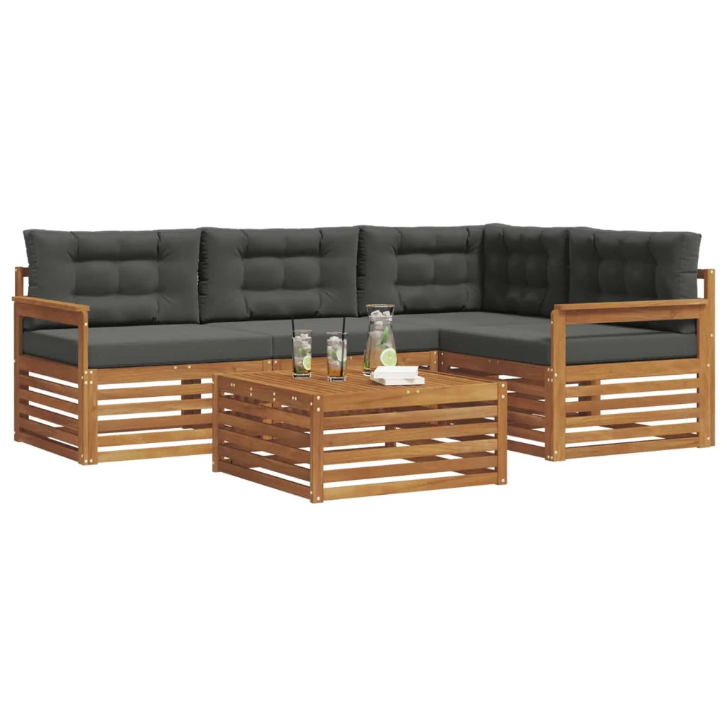 Set di divani da esterno con cuscino 5 pcs Naturale e Antracite