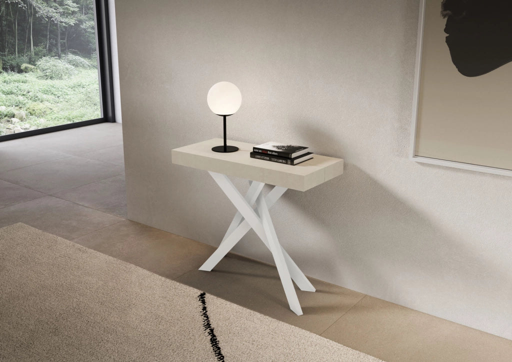 Consolle allungabile 90x40/196 cm Saki Small cashmere gambe bianche