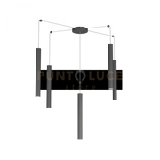 ROUND TUBE SOSPENSIONE 5 LUCI GRIGIO ANTRACITE CAVO CM.250 CON BASE 1174-S5-GA