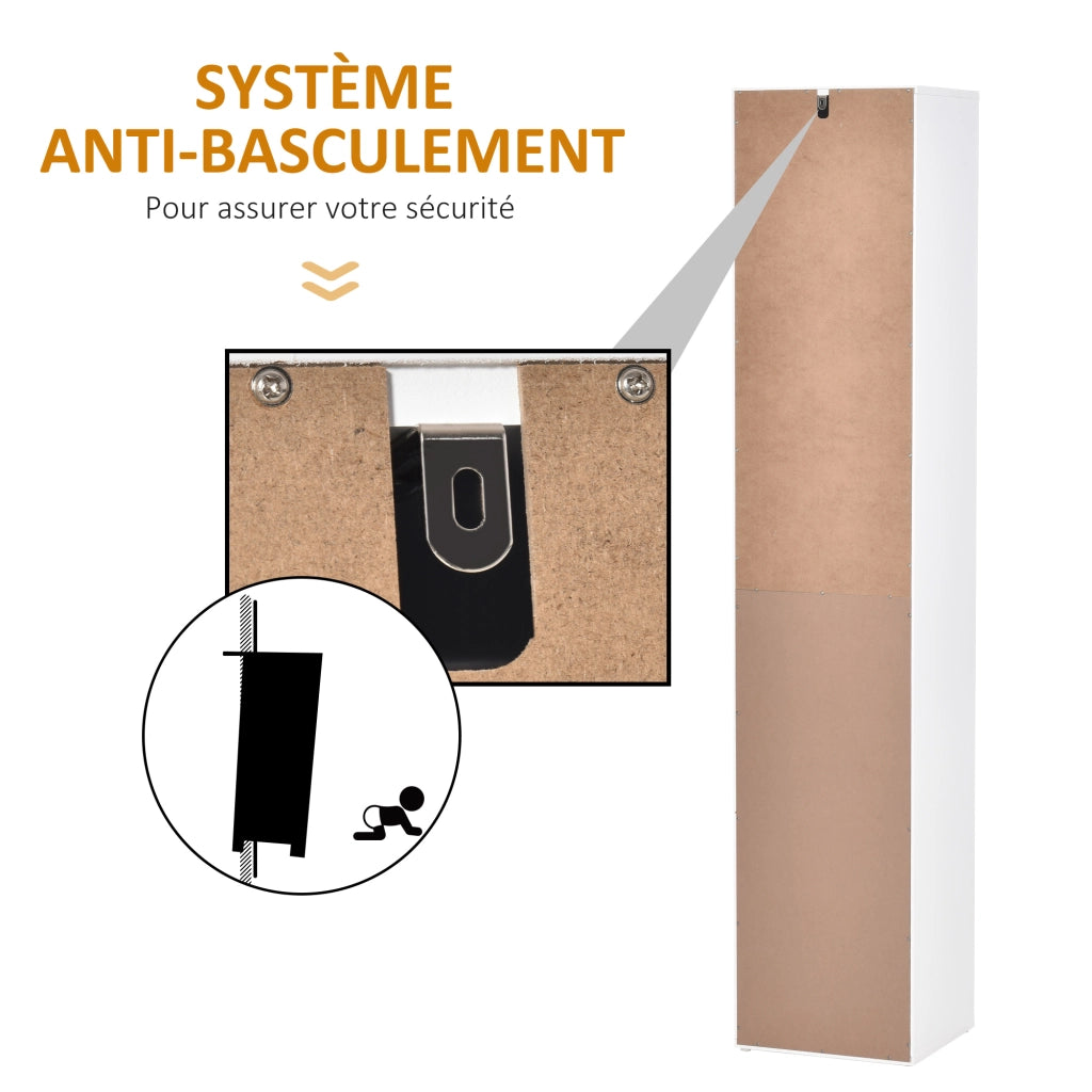 Colonna bagno salvaspazio ¨C Xylo ¨C bianco con 2 ante, 3 ripiani e cassetto