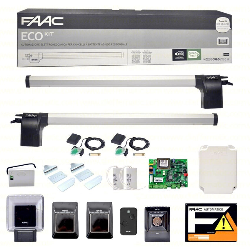 105632445 FAAC ECO KIT 230V GREEN CANCELLO BATTENTE + 2 SAFECODER AUTOMAZIONE