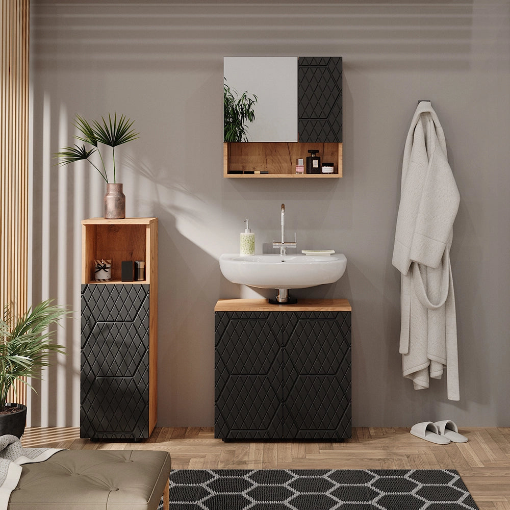 Vicco Set mobili bagno Antracite con struttura a nido d'ape 3 parti