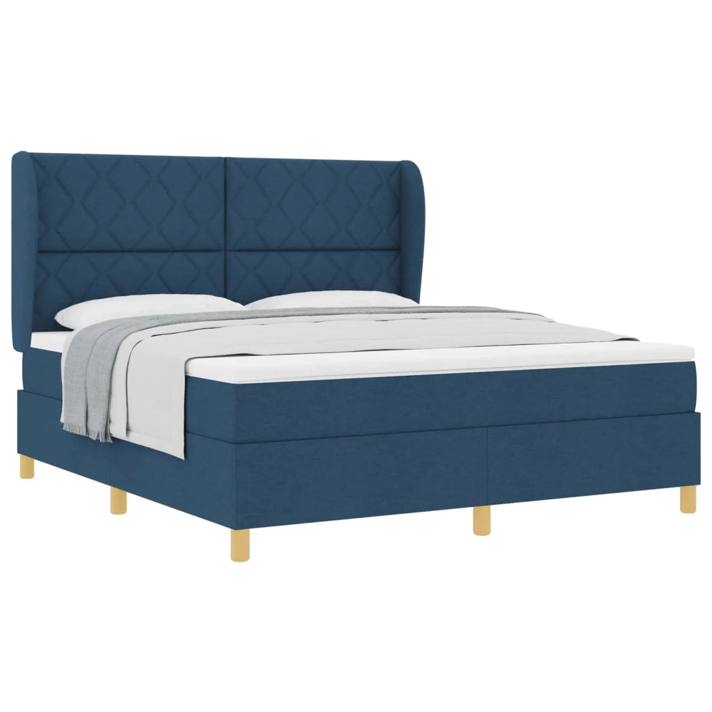 Letto a molle con cuscino con testiera Blu 200 x 180 cm Tessuto 3340836