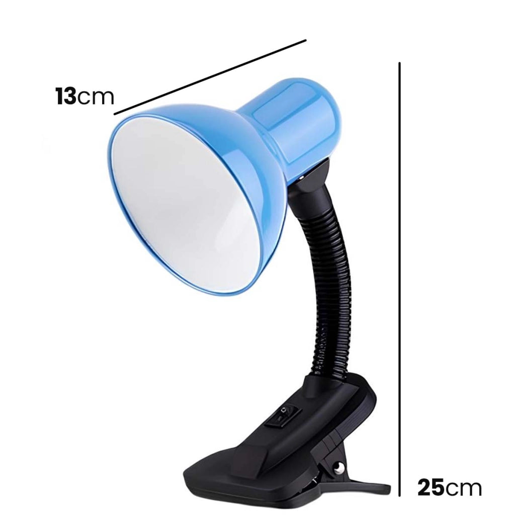 Lampada da tavolo orientabile a LED da 40W con pinza e interruttore Nero / Blu Avizar