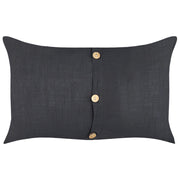 Set di 2 cuscini in lino e cotone nero sfoderabili con bottoni decorativi 30 x 50 cm soggiorno camera da letto