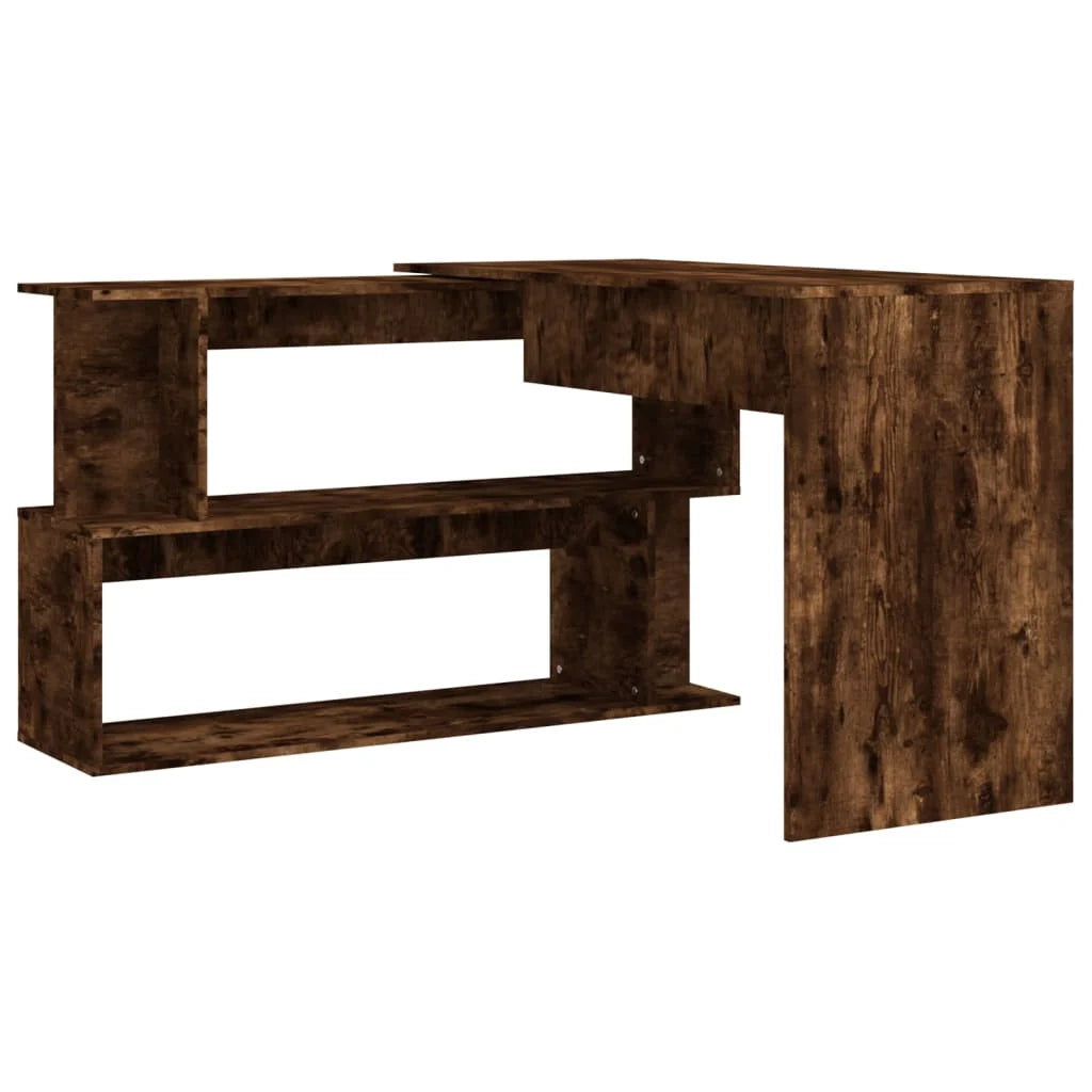Scrivania angolare postazione computer mobile studio computer rovere affumicato 200 x 50 x 76 cm legno ingegnerizzato marrone 02_0023673