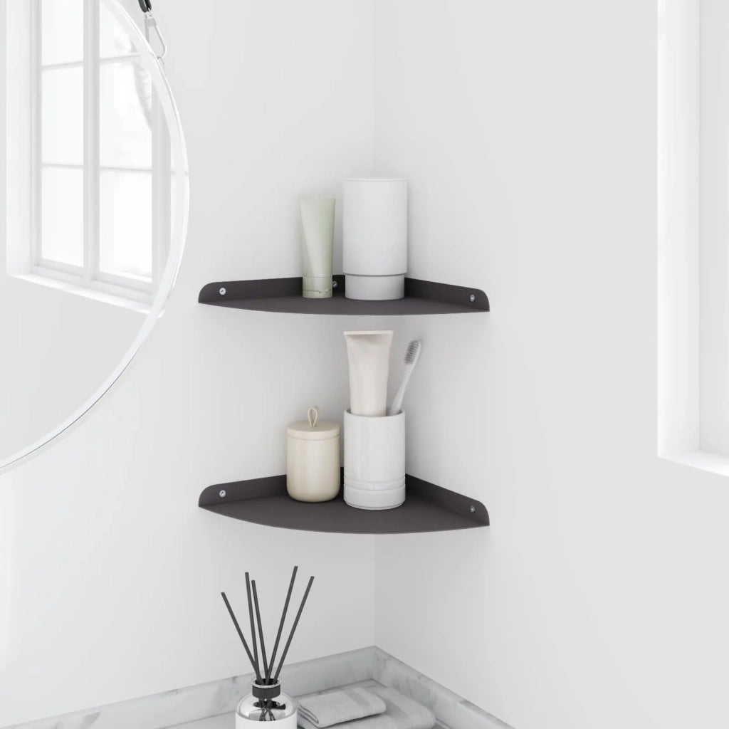 Mensola Galleggiante per Angolo 2 pcs Nero 24 x 24 x 2 cm