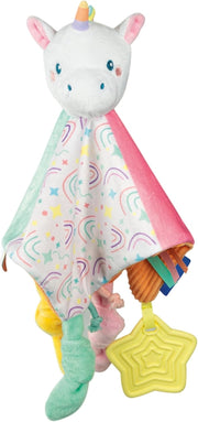 Soft Cuddles Unicorn Comforter, Dou Dou Morbido per Neonati 0+ Mesi, Personalizzabile con Nome, Stimolazione Sensoriale
