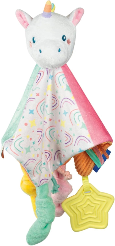 Soft Cuddles Unicorn Comforter, Dou Dou Morbido per Neonati 0+ Mesi, Personalizzabile con Nome, Stimolazione Sensoriale