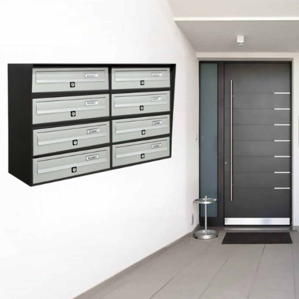 ALUBOX SLIM Cassette Postali Condominiali 8 Posti 50X77,5X30 Cm In Lamiera Zincata E Alluminio Cassetta Postale Da Esterno Condominiale Con Sistema Anti Prelievo