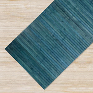 Tappeto Passatoia In Vero Bamboo Tappeto Cucina Ingresso In Legno Antiscivolo Aderente Lavabile E Antimacchia Tagliabile  - Blu - 50x200 cm