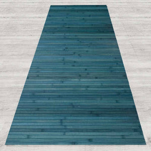 Tappeto Passatoia In Vero Bamboo Tappeto Cucina Ingresso In Legno Antiscivolo Aderente Lavabile E Antimacchia Tagliabile  - Blu - 50x100 cm