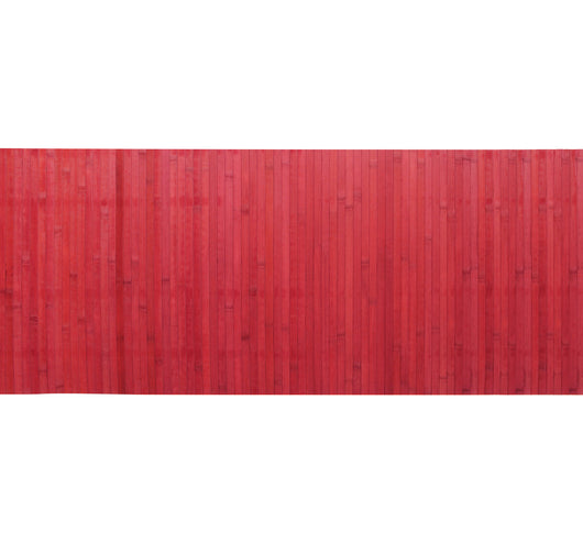 Tappeto Passatoia In Vero Bamboo Tappeto Cucina Ingresso In Legno Antiscivolo Aderente Lavabile E Antimacchia Tagliabile  - Bordeaux - 50x200 cm