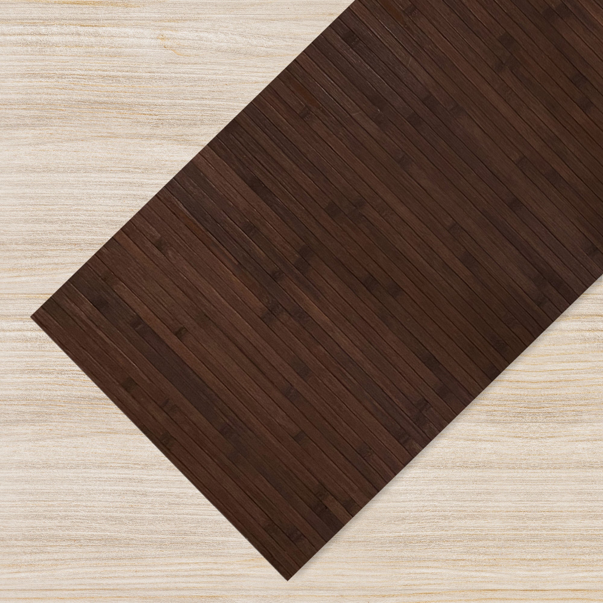 Tappeto Passatoia In Vero Bamboo Tappeto Cucina Ingresso In Legno Antiscivolo Aderente Lavabile E Antimacchia Tagliabile  - Marrone - 50x400 cm