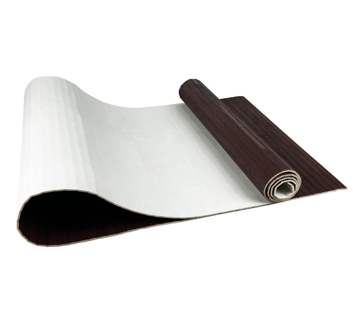 Tappeto Passatoia In Vero Bamboo Tappeto Cucina Ingresso In Legno Antiscivolo Aderente Lavabile E Antimacchia Tagliabile  - Marrone - 50x400 cm