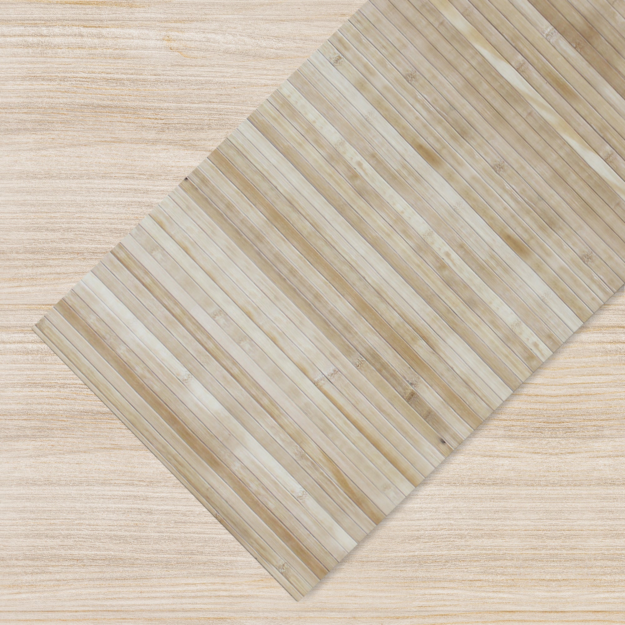 Tappeto Passatoia In Vero Bamboo Tappeto Cucina Ingresso In Legno Antiscivolo Aderente Lavabile E Antimacchia Tagliabile  - Naturale - 50x300 cm