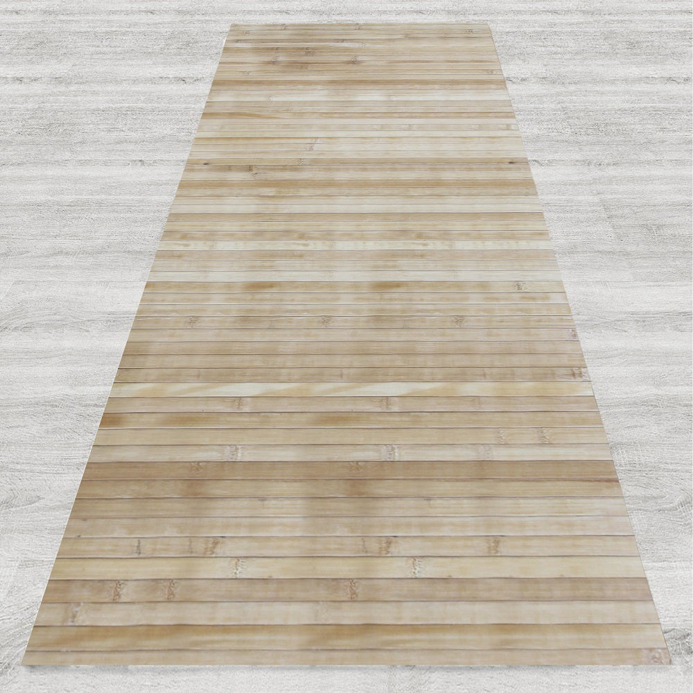 Tappeto Passatoia In Vero Bamboo Tappeto Cucina Ingresso In Legno Antiscivolo Aderente Lavabile E Antimacchia Tagliabile  - Naturale - 50x100 cm