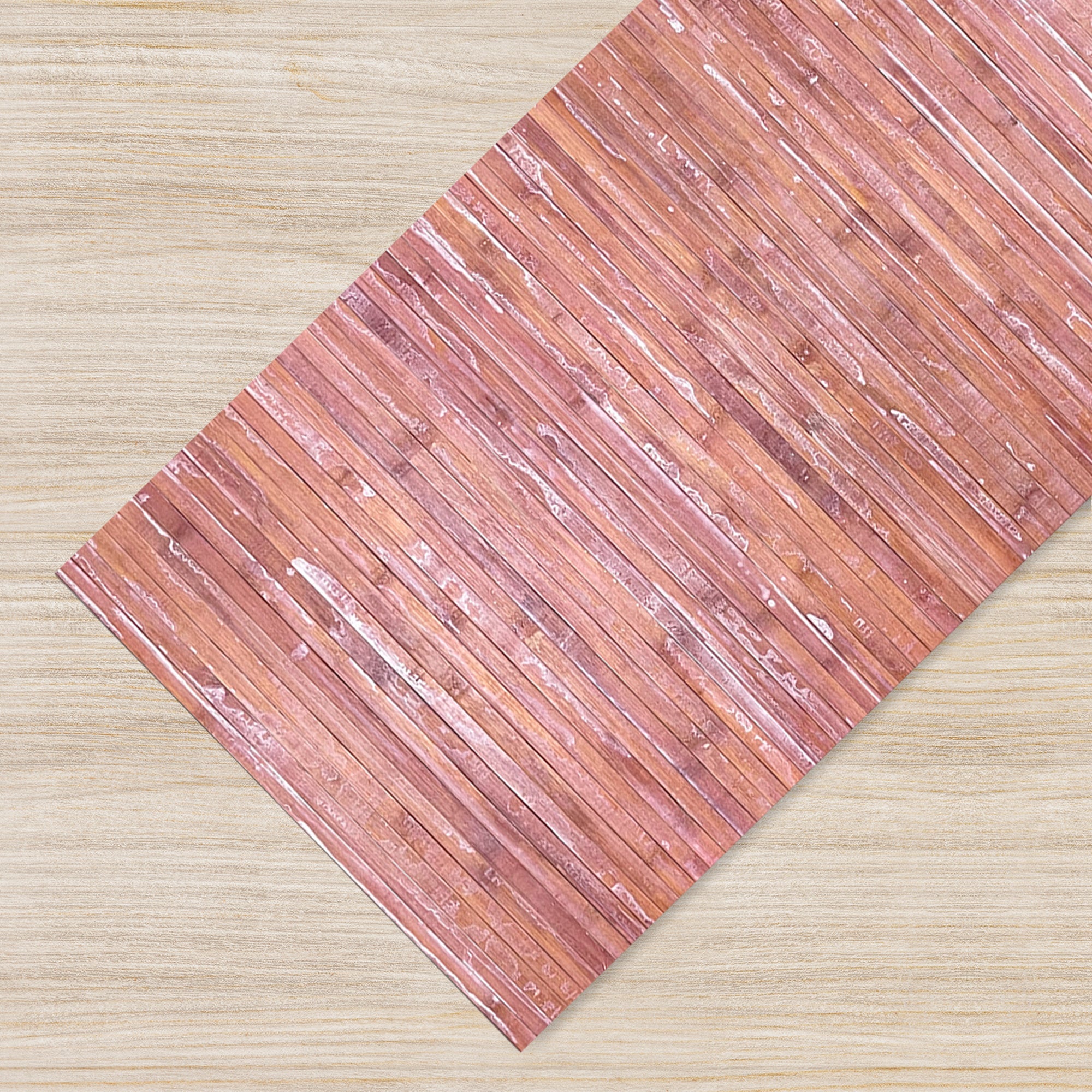 Tappeto Passatoia In Vero Bamboo Tappeto Cucina Ingresso In Legno Antiscivolo Aderente Lavabile E Antimacchia Tagliabile  - Marsala - 50x350 cm