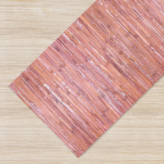 Tappeto Passatoia In Vero Bamboo Tappeto Cucina Ingresso In Legno Antiscivolo Aderente Lavabile E Antimacchia Tagliabile  - Marsala - 50x350 cm