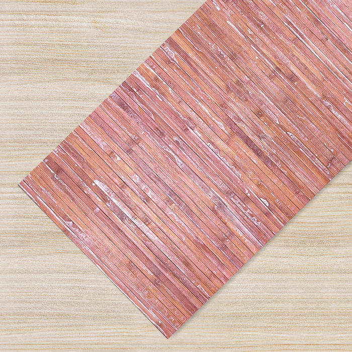 Tappeto Passatoia In Vero Bamboo Tappeto Cucina Ingresso In Legno Antiscivolo Aderente Lavabile E Antimacchia Tagliabile  - Marsala - 50x350 cm